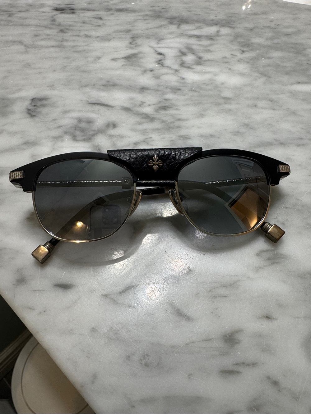Black and Gold Women’s Sunglasses - Fashion Shield Bridge